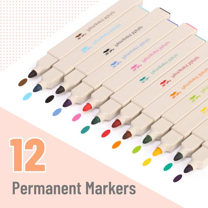Mr. Pen - Wholesale Marker - Mr. Pen Permanent Markers, 12 Colors