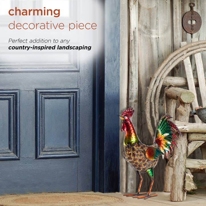 Alpine Corporation - Wholesale Outdoor Ornament/Decor - Alpine Corporation Glossy Metal Rooster Décor