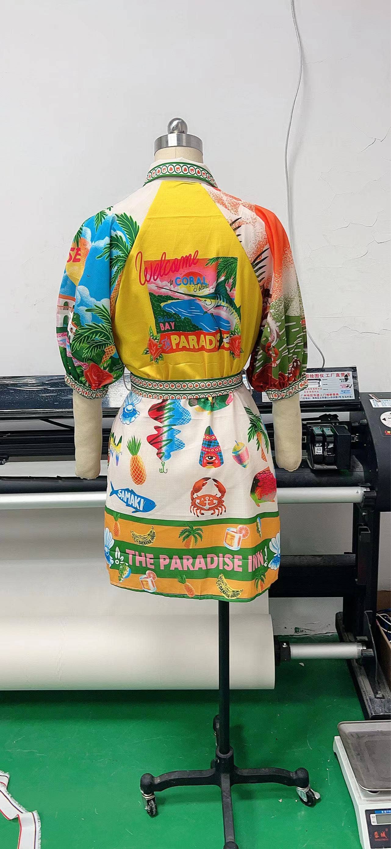 MULTICOLOR PRINTED SHIRT CARDIGAN DRESS for wholesale on Faire6