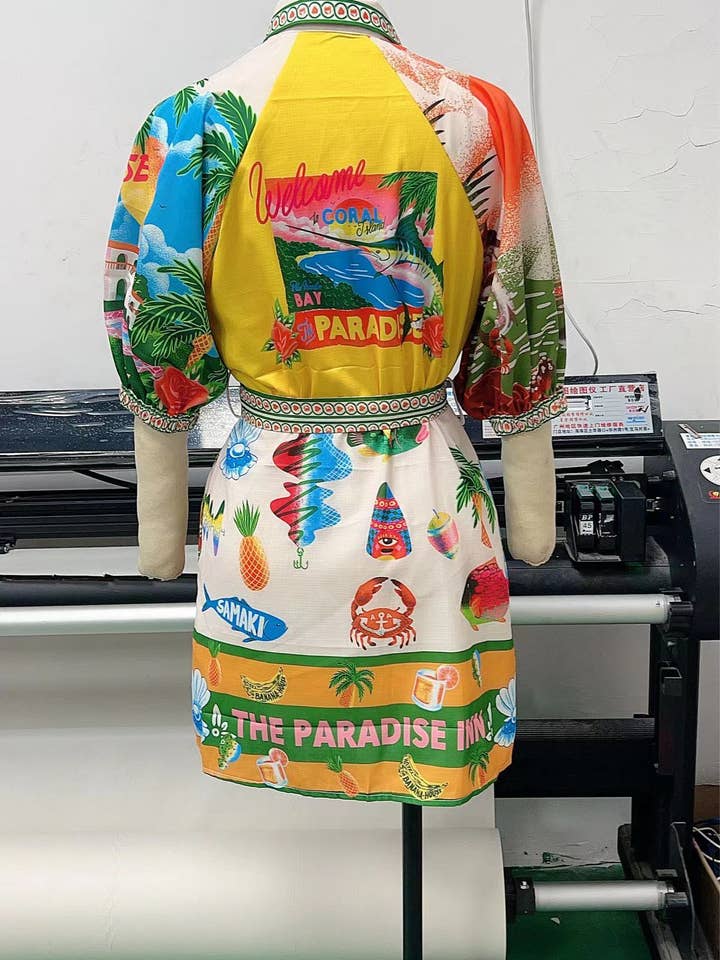 MULTICOLOR PRINTED SHIRT CARDIGAN DRESS for wholesale on Faire6