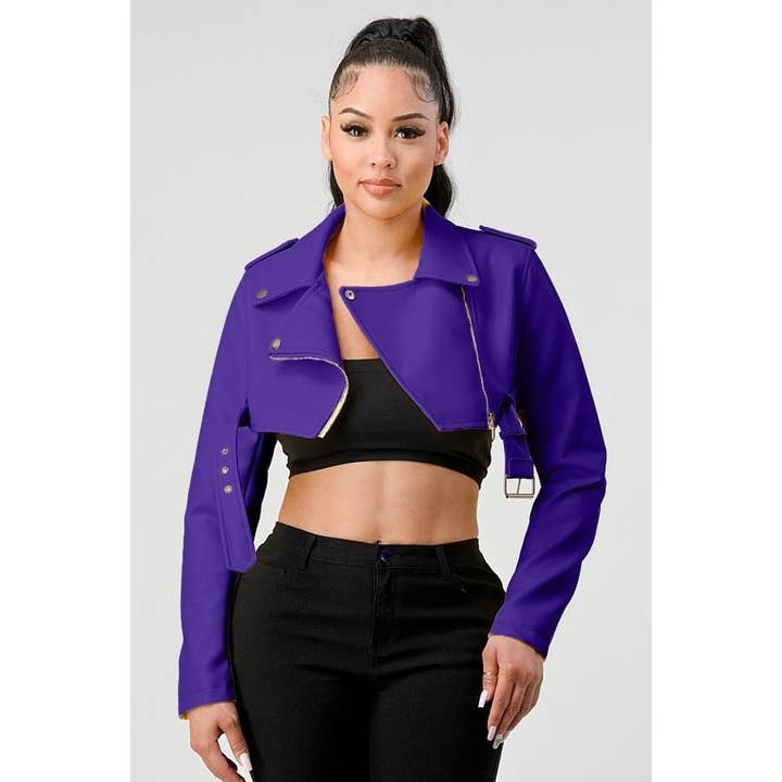 Black Pearl Clothing - Wholesale Jacket - Women's - Fall Clothing Belted Long Sleeves Crop Jacket