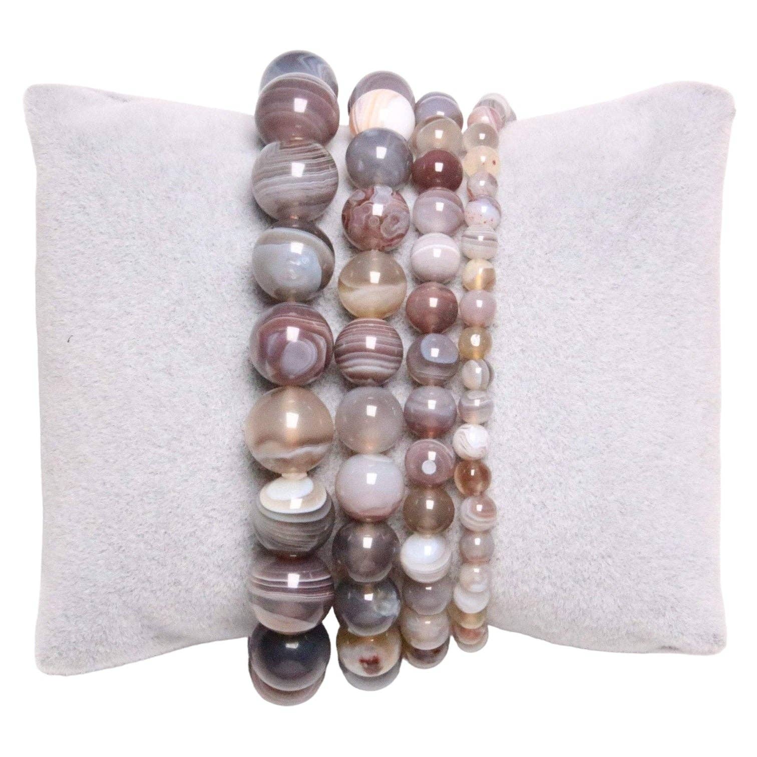 Foliesbijoux - Wholesale Beaded Bracelet - AA Grey Botswana Agate Bracelet0