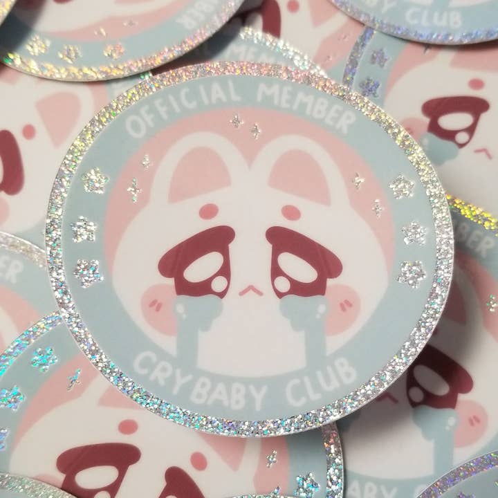 3 in glitter "cry baby club " vinyl sticker for wholesale by TheKittenBomb