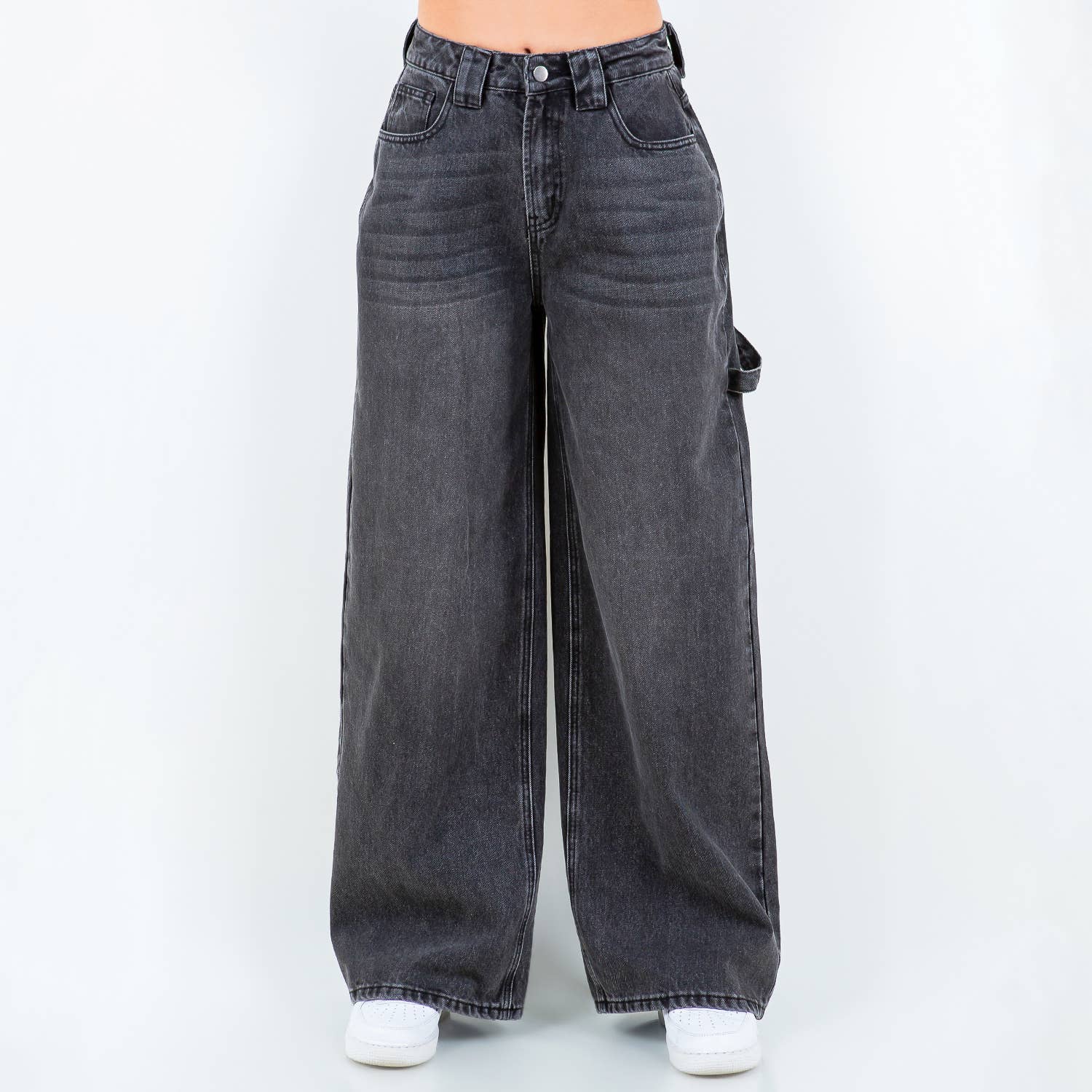 American Bazi - Wholesale Jeans - Women's - WIDE LEG LIGHT WASH JEANS-RJH59725