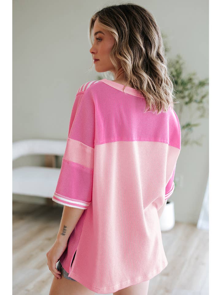 Stripe Color Block Patchwork Loose Half Sleeve T Shirt for wholesale on Faire