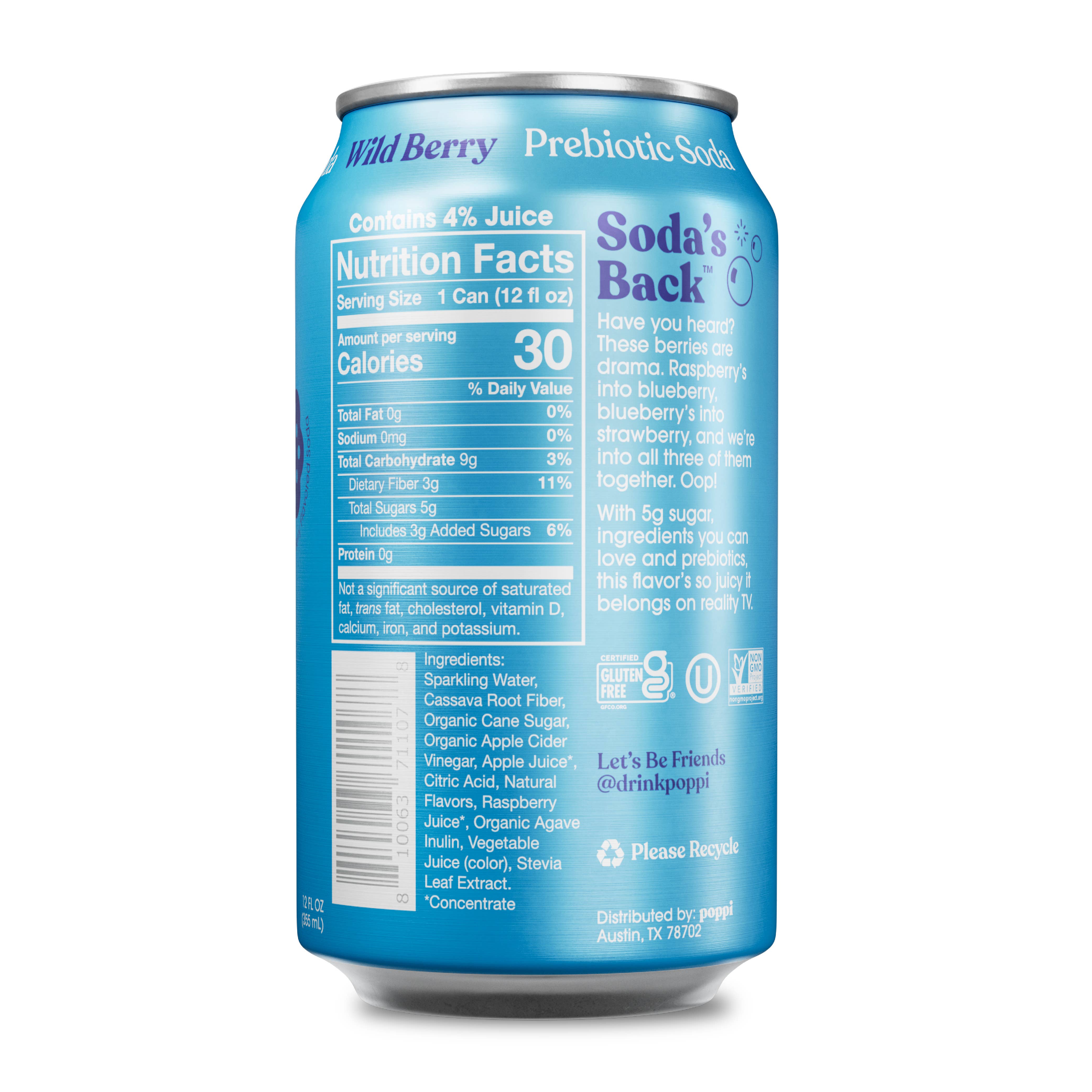 poppi - Wholesale Soda/Carbonated Drink - poppi Prebiotic Soda, Wild Berry, 12oz1