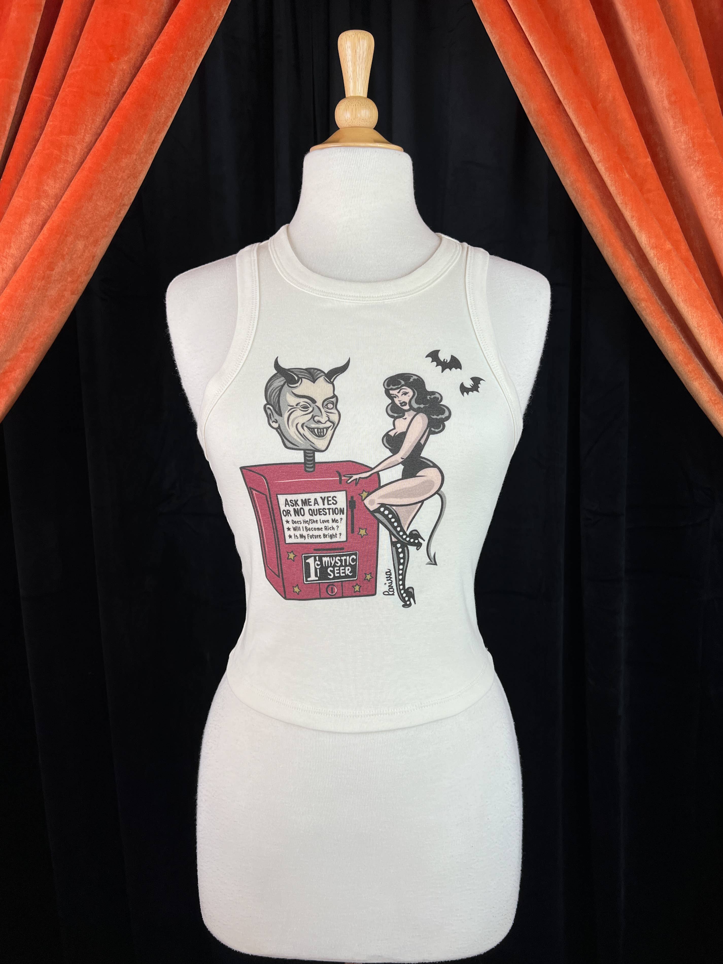 Mischief Made – wholesale Tank top – Women′s – Devil's Fortune Rib Racer Tank in Natural 3