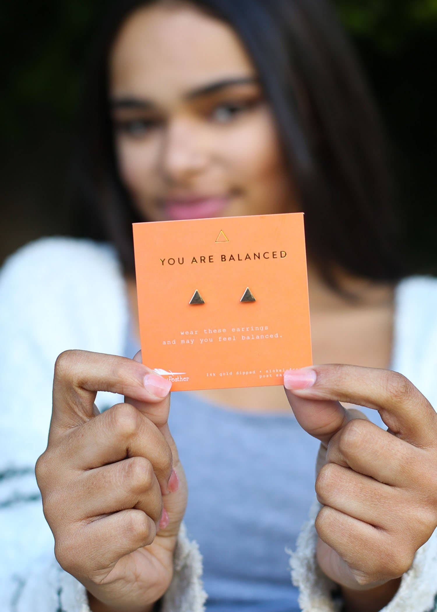 Lucky Feather - Wholesale Stud/Post Earrings - New Moon Gold Earrings - BALANCED/TRIANGLE3