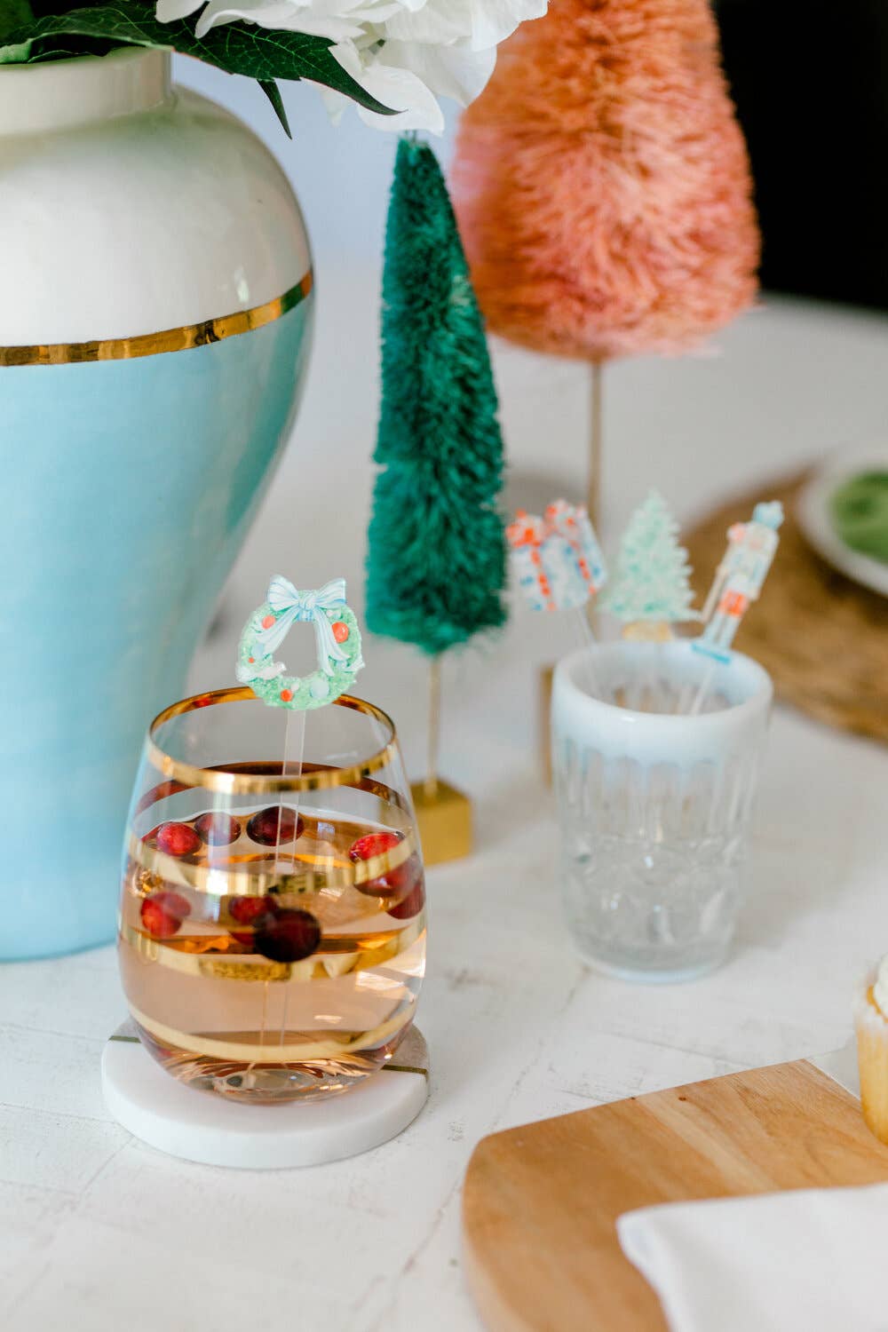 Simply Jessica Marie - Wholesale Drink Stirrer - Blue and White Christmas Watercolor Acrylic Stir Sticks3