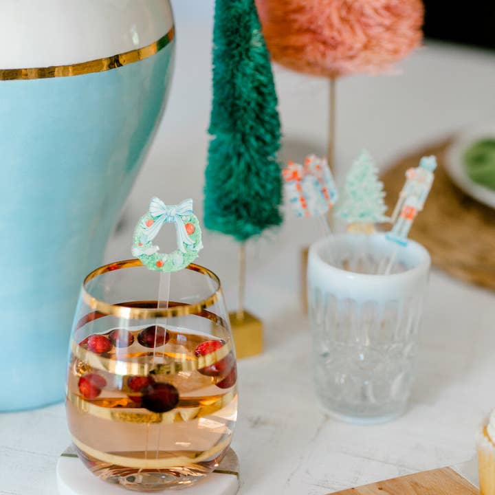 Simply Jessica Marie - Wholesale Drink Stirrer - Blue and White Christmas Watercolor Acrylic Stir Sticks3