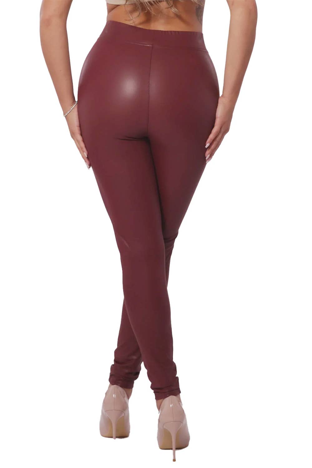 Color 5 - Vendita all'ingrosso Leggings - Donna - Leggings skinny in ecopelle PU con fodera in pile e vita alta6