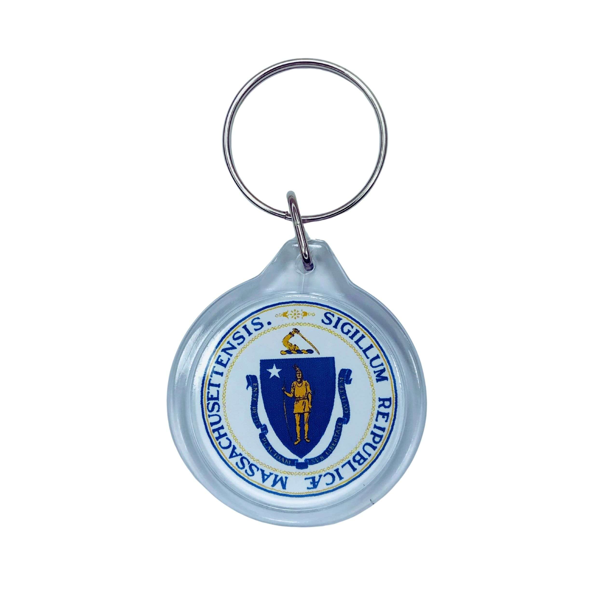 Astur Pins - Wholesale Keychain – Unisex - Round Acrylic Keychain - Massachusetts State Emblem - USA0