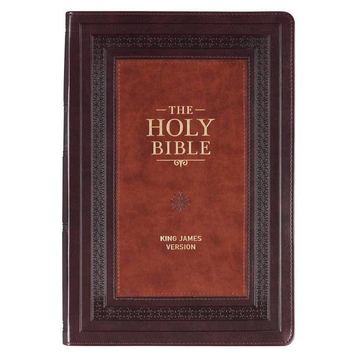 KJV Study Bible LP Faux Leather, Burgundy/Toffee for wholesale by Christian Art Gifts