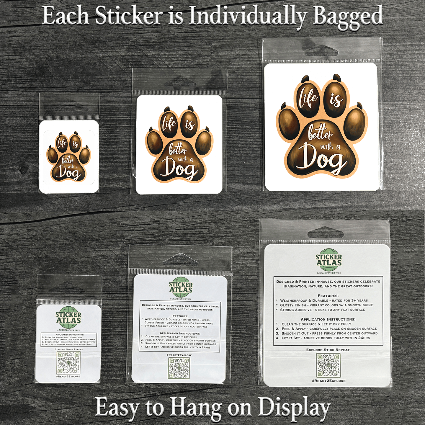 Sticker Atlas – wholesale Klistermärke – Livet är bättre med en hund-dekal1