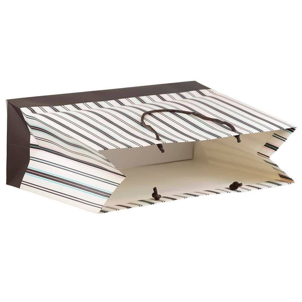 JAM PAPER - Wholesale Gift Bag - Matte Striped Gift Bags w/ Rope Handles, 16x12x6, Brown,1PK3
