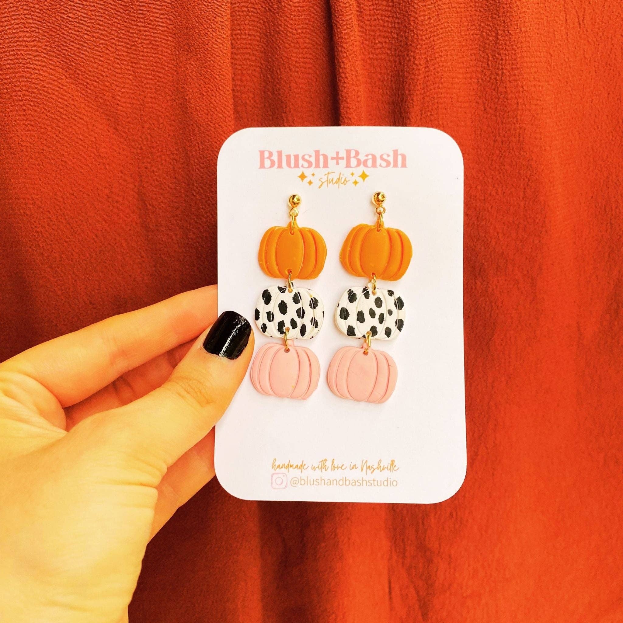 Blush and Bash Studio - Vente Boucles d'oreilles pendantes - Boucles d'oreilles pendantes citrouilles3