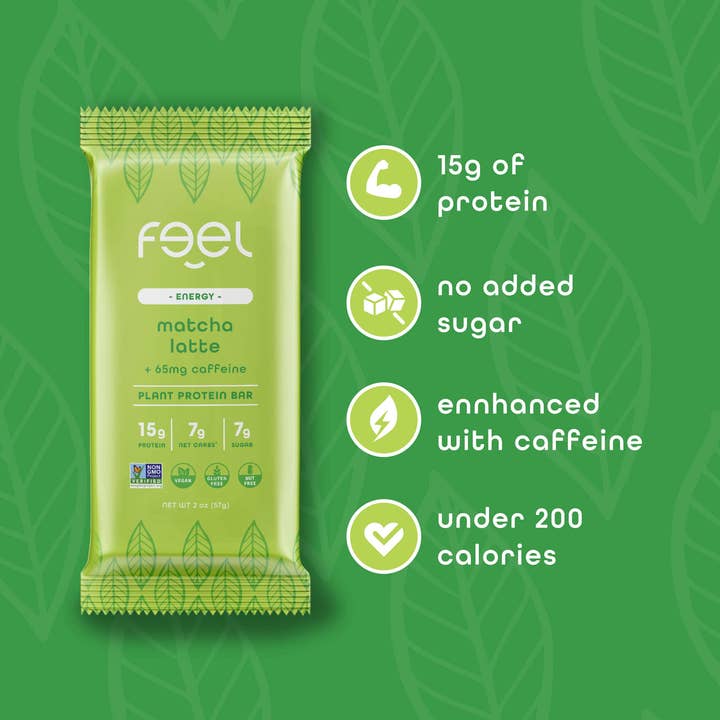 The Feel Bar - Wholesale Snack Bar - Matcha Latte (Caffeinated) - 10 Count3