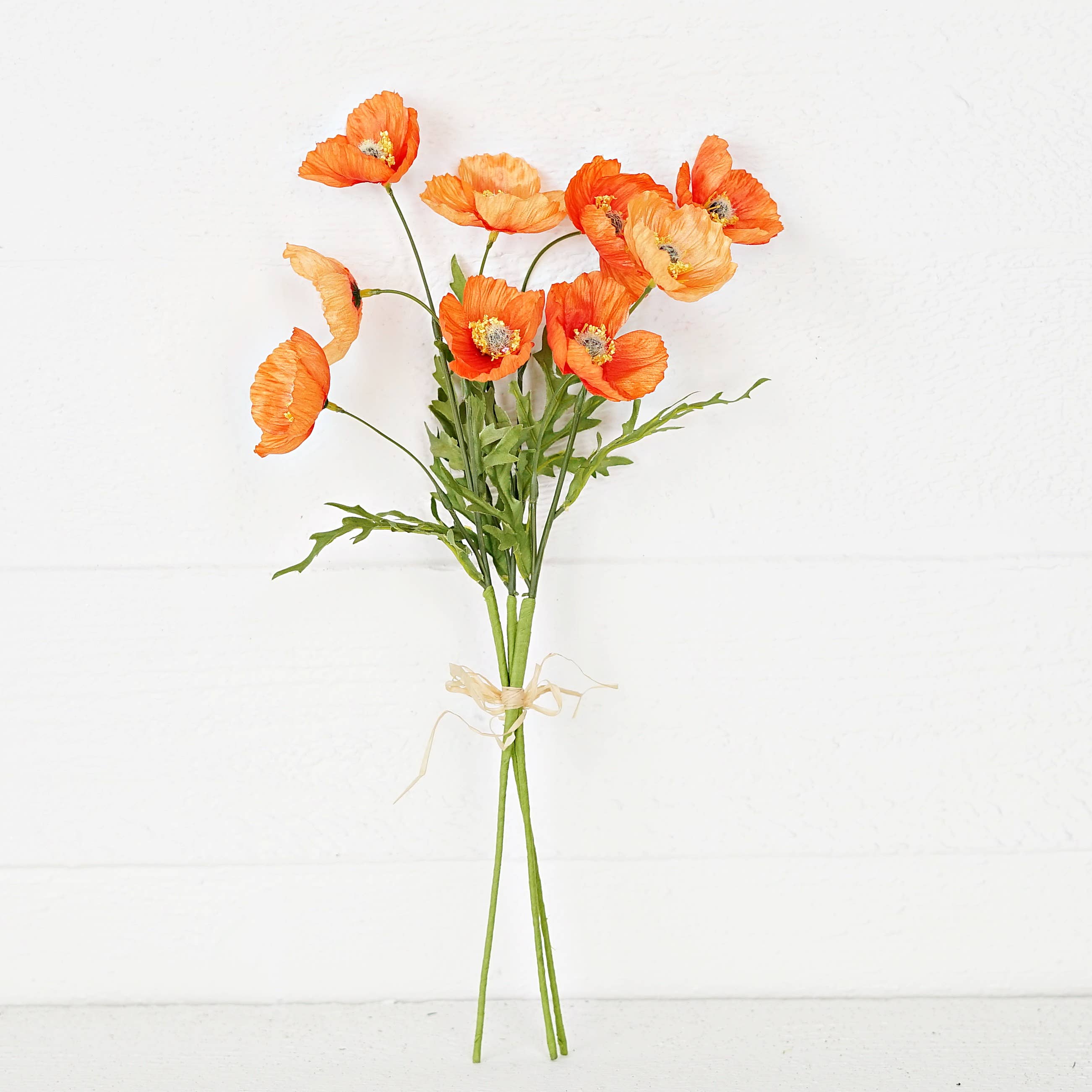 Holiday Depot Inc. - Wholesale Artificial Flowers - 35350- 16inL Wrinkle Poppy Bush-Orange-2