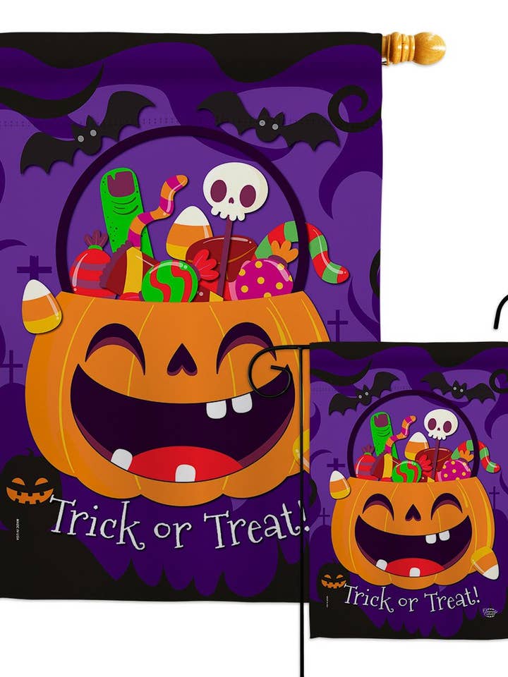 Happy Pumpkin Falltime Halloween Sweet Decor Flag for wholesale by Two Group Flag Co