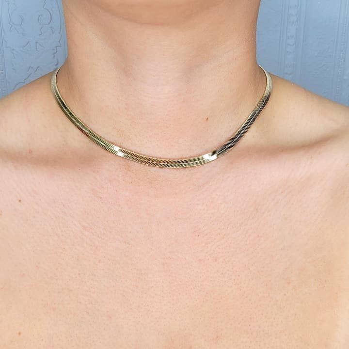 5MM Herringbone Flat Bracelet & Necklace Set for wholesale by Cherie by Cherie