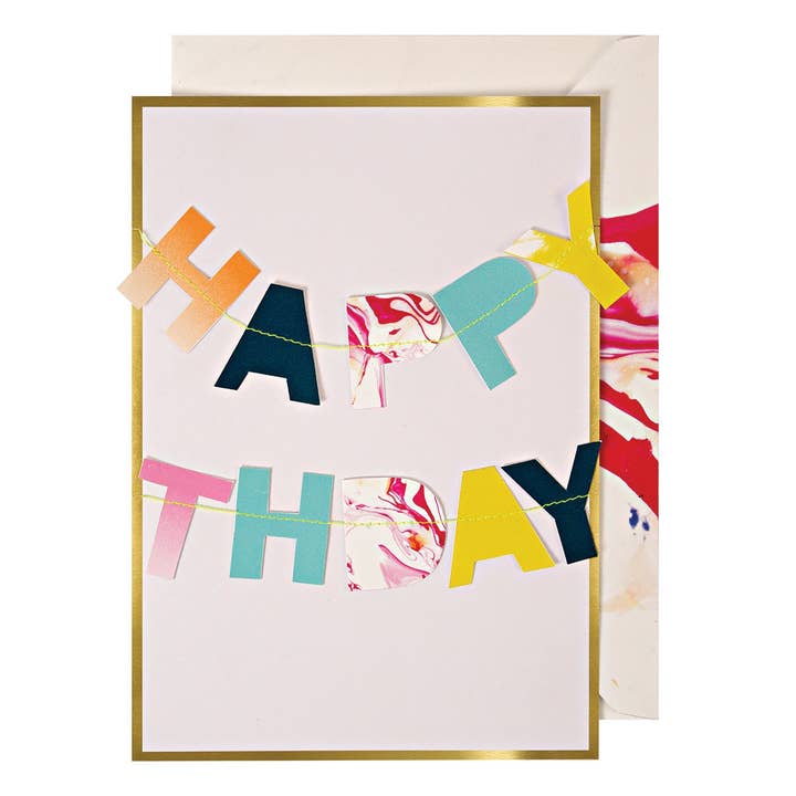 Marble Birthday Garland Card for wholesale by Meri Meri