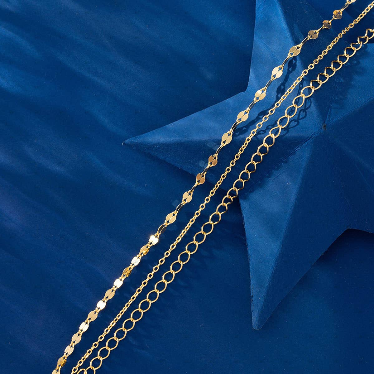 Gioiellin - S925 Silver Jewelry - Wholesale Anklet - S925 Silver 14k Gold Plated 3-Layer Stacking Anklet5