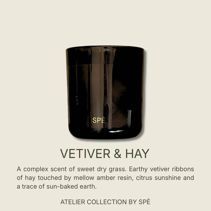 Vetiver and Hay - Amber, Resin, Bergamot - Soy Candle -390ml for wholesale by SPÈ Atelier