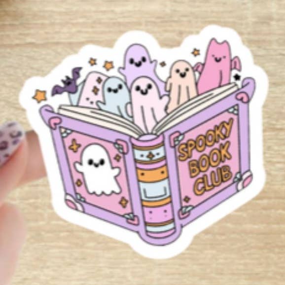 Spooky Book Club Sticker for wholesale by Blu Butterfly Stickers