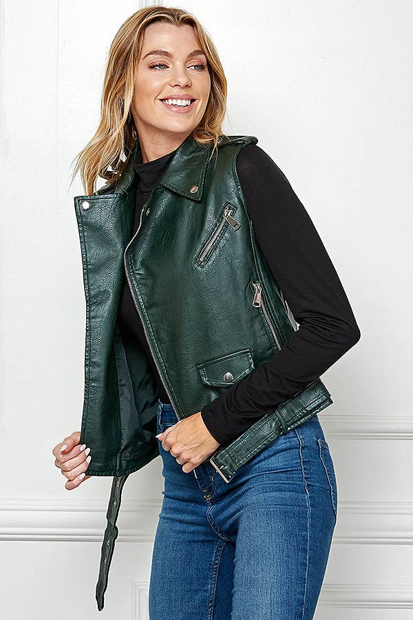 Veracci – wholesale Leather jacket – Women′s – Biker Faux Leather Sleeveless Jacket, Biker Vest15