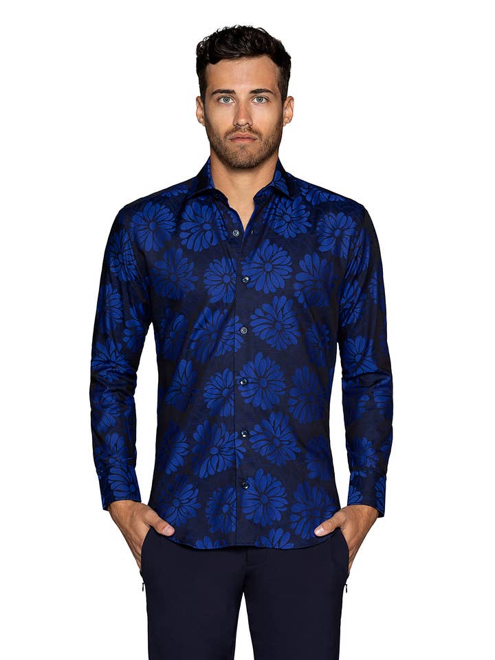 JEURY NAVY DAISY SHIRT for wholesale by Bertigo