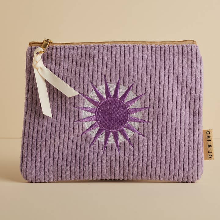 Pochette in velluto a coste color lavanda per la vendita all'ingrosso da parte di cai & jo