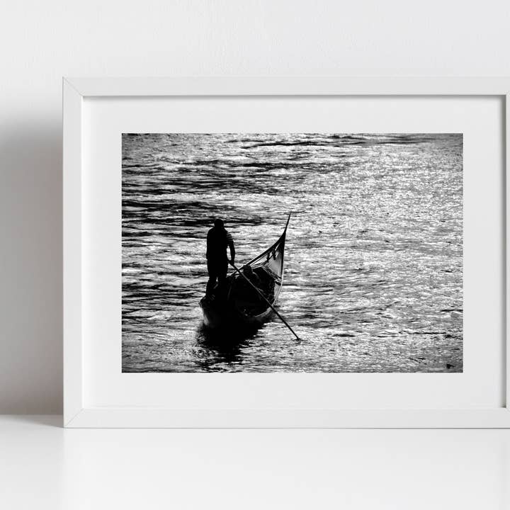 Venice Italy Black And White Photography Print Gondola Art for wholesale by Mo & Paul Photography