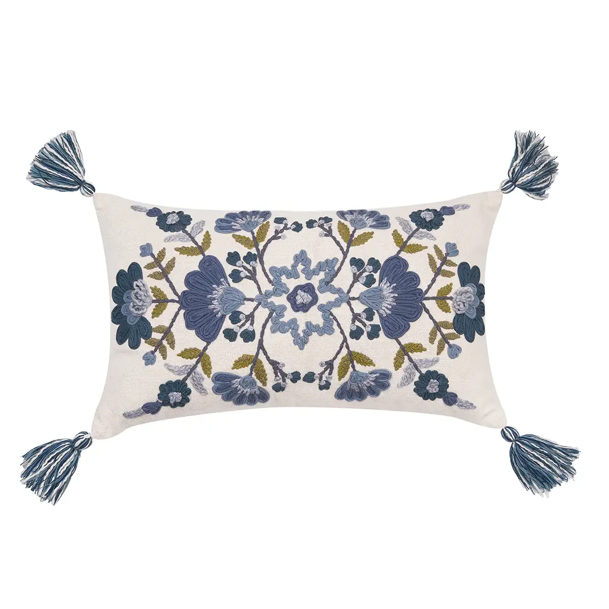 carol & frank - Wholesale Throw/Decorative Pillow - Bray Floral Tassel Throw Pillow0
