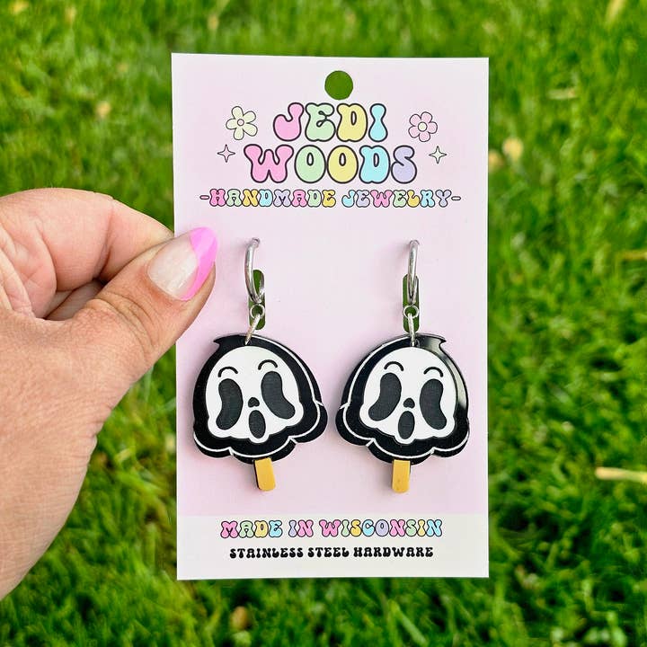 Ghost Popsicle Earrings with Gauge Friendly Hardware for wholesale by Jedi Woods LLC