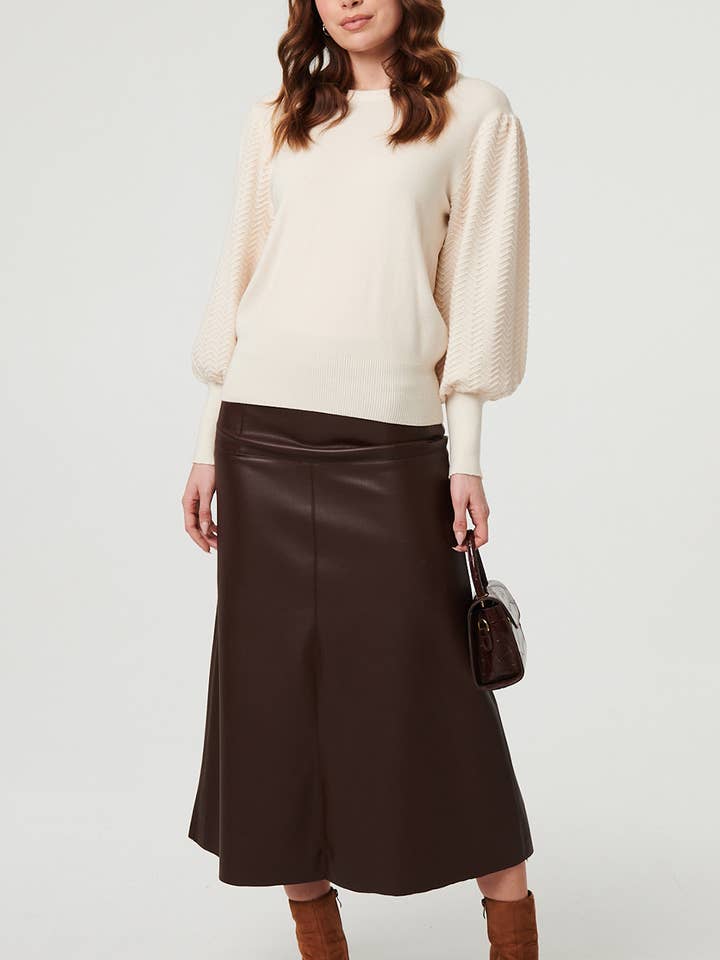 Chevrontextuur trui met bischopmouwen voor wholesale door Stellalondon