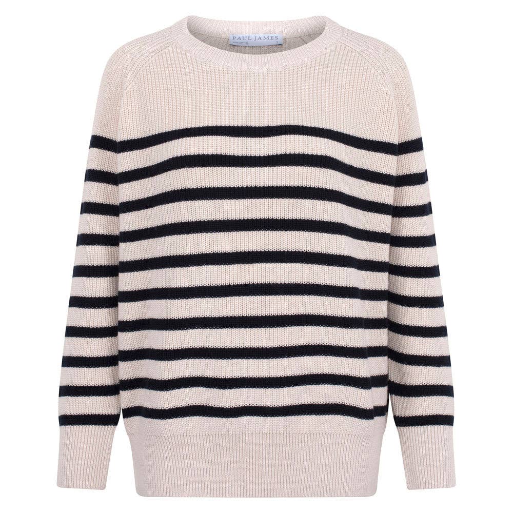 Paul James Knitwear - Vente Pull en maille – femme - Pull femme en côte en coton à rayures bretonnes11