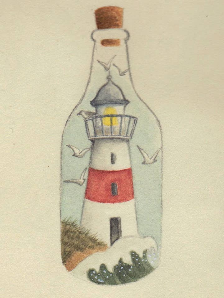 Affiche Fine Art Le phare pour la vente par Little Bear Illustration