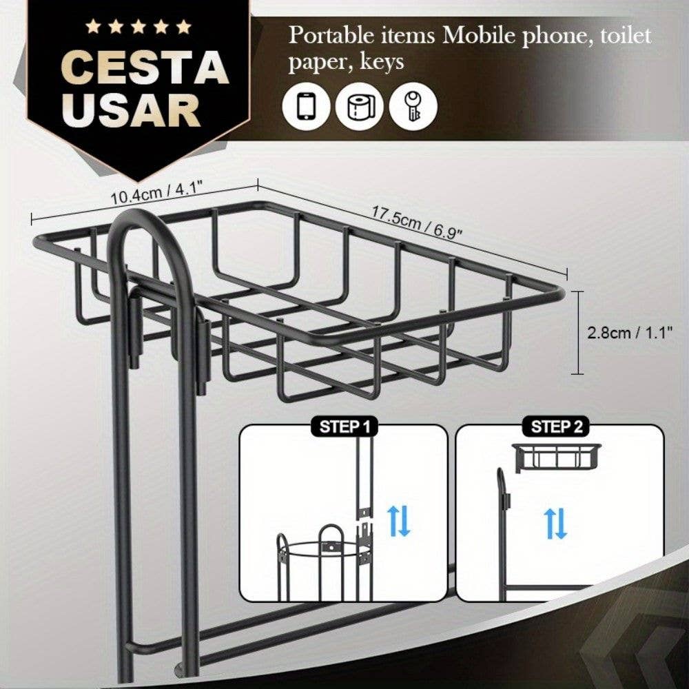 Naomi's Happy Place Shop - Wholesale Toilet Paper Holder - Toilet Paper Holder Stand, Black toilet Paper Holder Stand Stainless Steel Rustproof Tissue Roll Holder Floor Stand Storage for Bathroom5