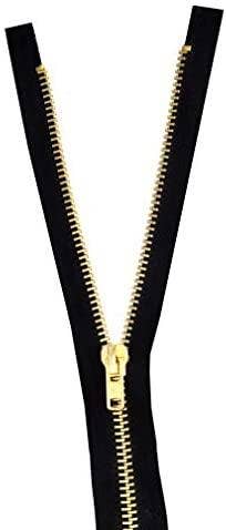 Mandala Crafts - Wholesale Craft supplies - Metal Zipper for Sewing, Black Separating Coat Zipper Heavy Duty for Jackets, Replacements, Upholstery; by Mandala Crafts (Black Tape Gold Teeth, Size 10 28 Inches 71 cm)5