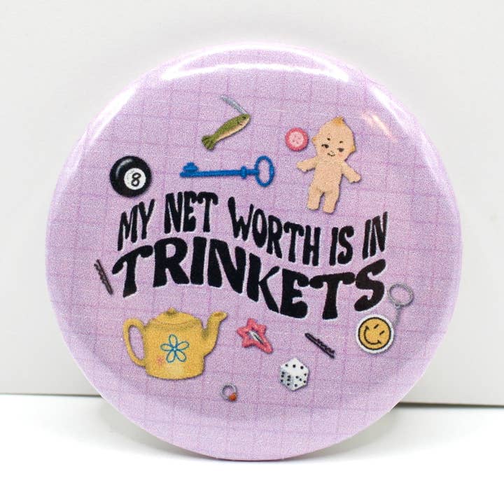Crowded Cat Studio - Wholesale Lapel Pin/Button - Trinket Lover Button Pin - 2.25 in
