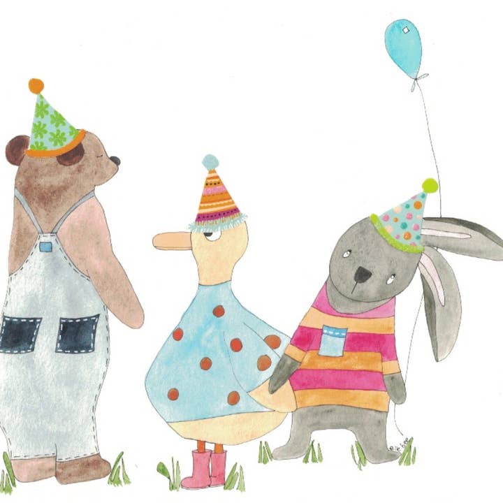 Greeting Card "Please come to our party" for wholesale by Elle Bee Art Studio