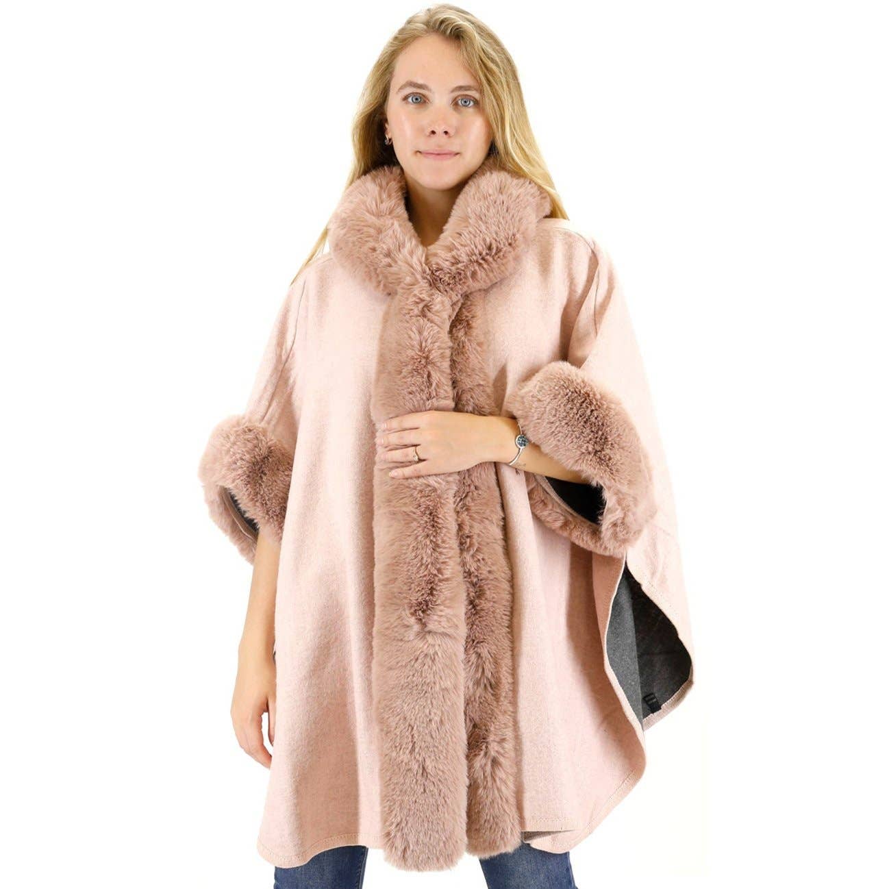TAPA fashion - Wholesale Fur/Faux Fur Coat - Women's - Fur Hoodie Shawl P183 (3PC)3