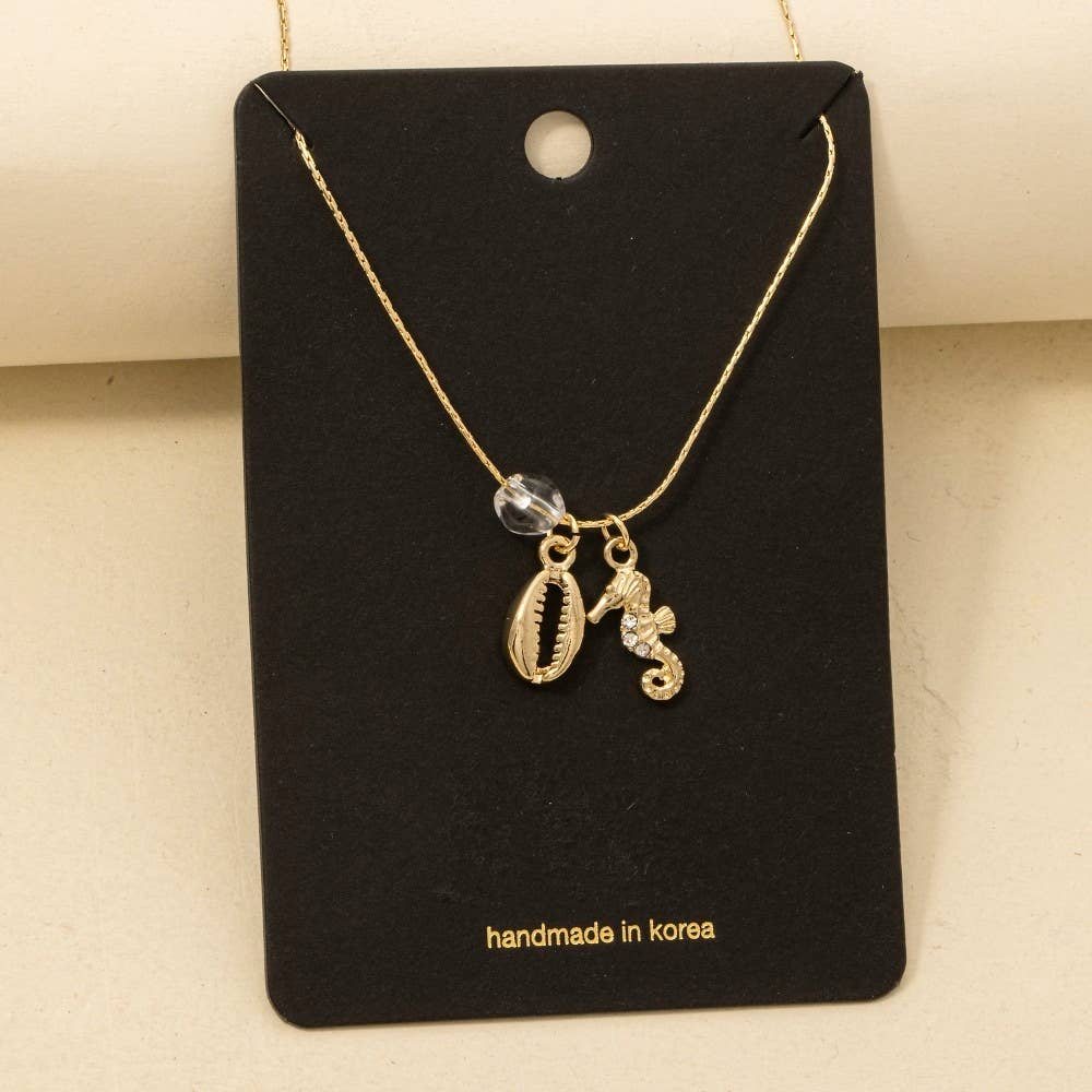 G Seashell Seahorse Pendant Necklace for wholesale on Faire0