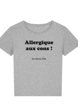 T-shirt de gola redonda Alérgico a idiotas por atacado de Les Vilaines Filles