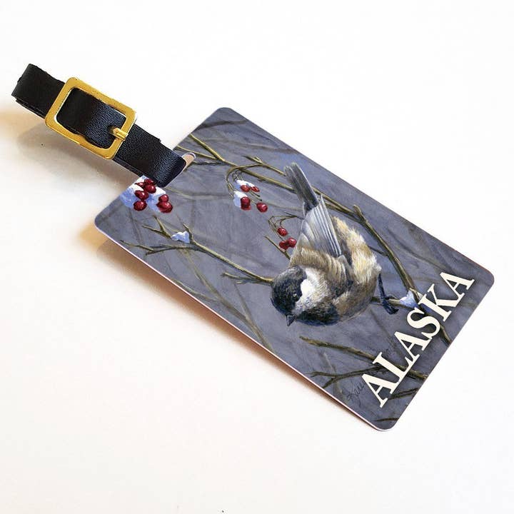 Winter Bird Alaska Luggage Tags for wholesale by Whitworth Gallery