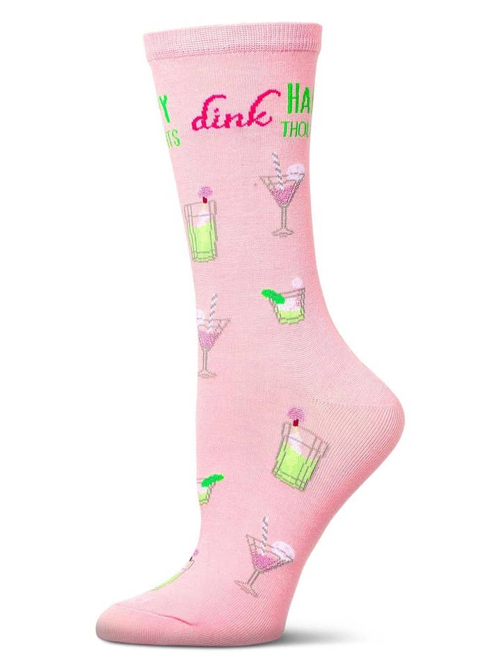 Women's Drink Happy Thoughts Rayon From Bamboo Crew Socks for wholesale by Infinity Classics International Inc.