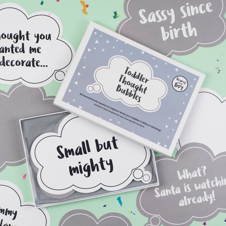 Toddler Milestone Cards (Thought Bubbles) for wholesale by Bearsy And The Boy