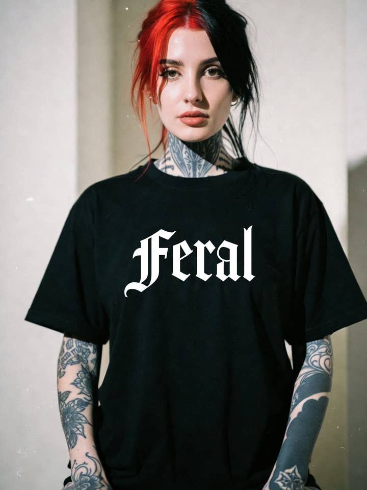 Gothic Alternative Unisex Shirt, Feral for wholesale by Wickedly Divine Shop