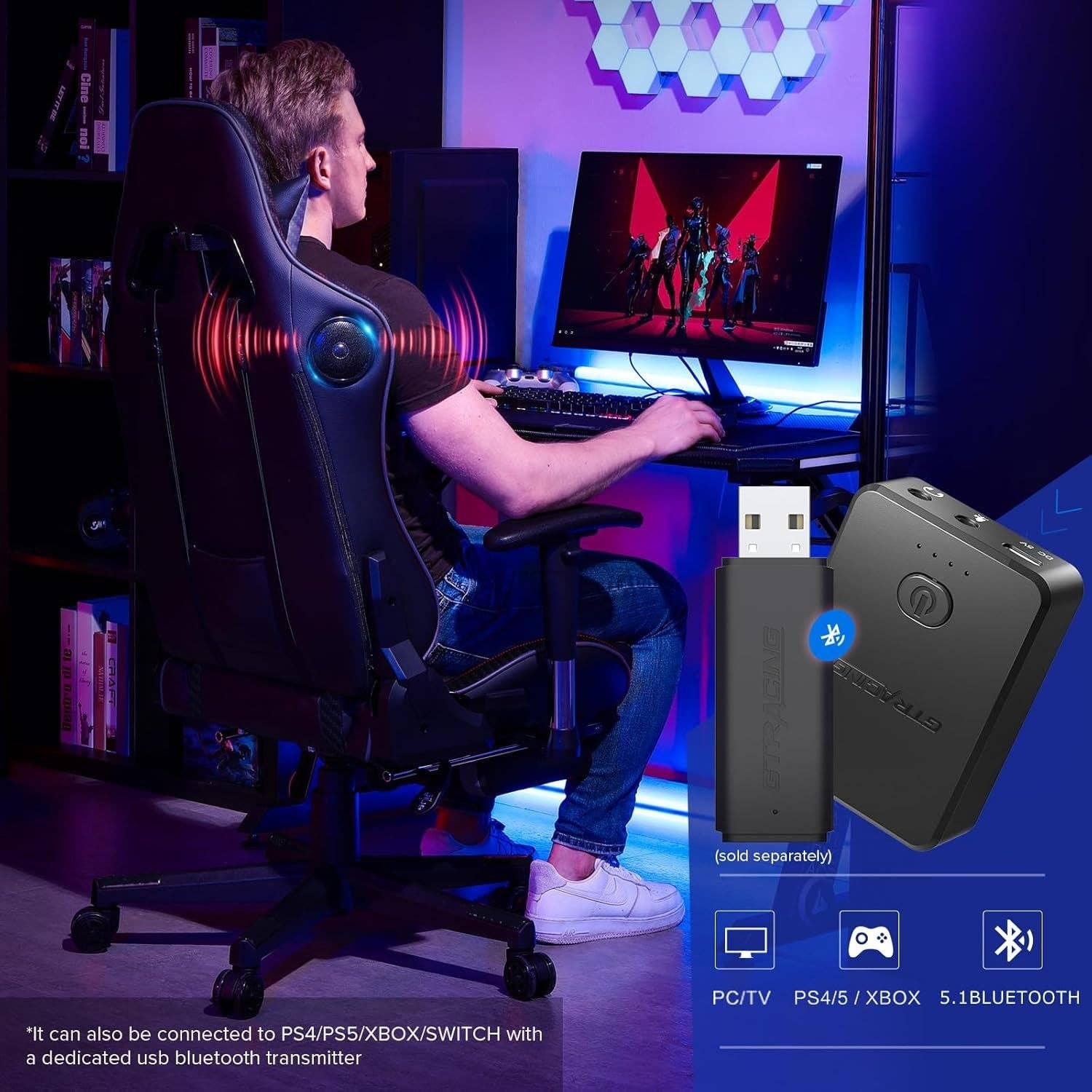 Black Gaming Chair With Footrest And Speakers Ergonomic Design for wholesale on Faire6
