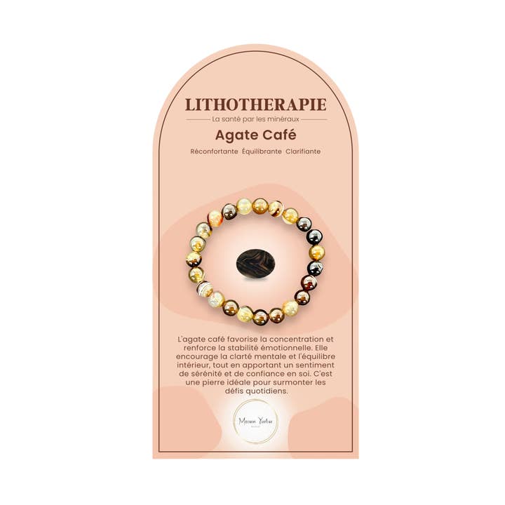 Mehrfarbiges Kaffee-Achat-Natursteinarmband für den Großhandel von Maison Yvelise